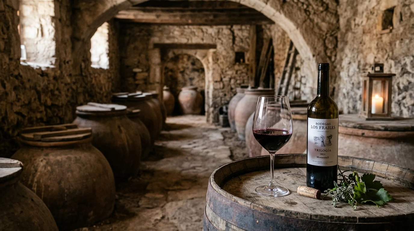 Concepto visual con IA inspirado en Bodegas Los Frailes, no fotografía real